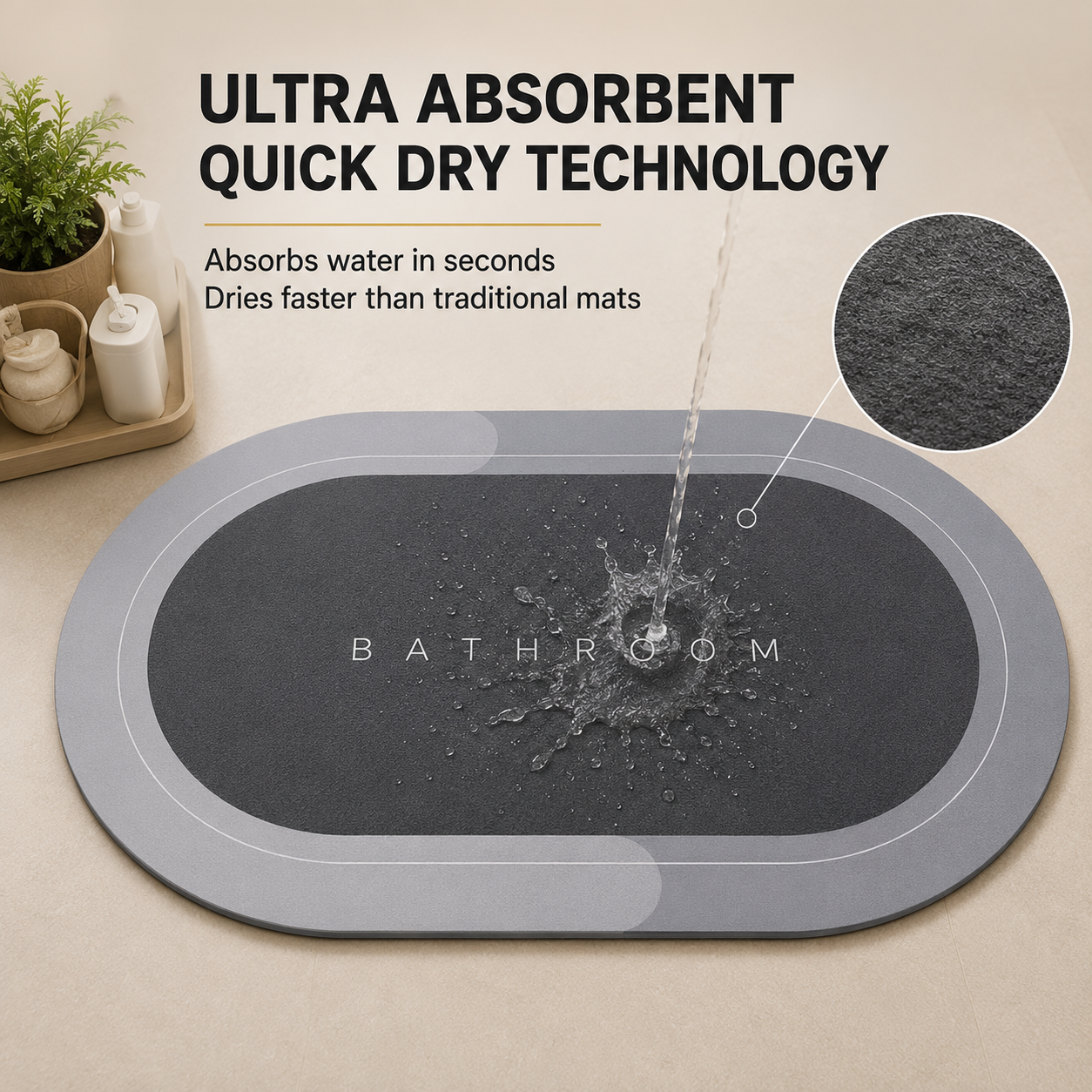 Quick-Dry Stone Bath Mat